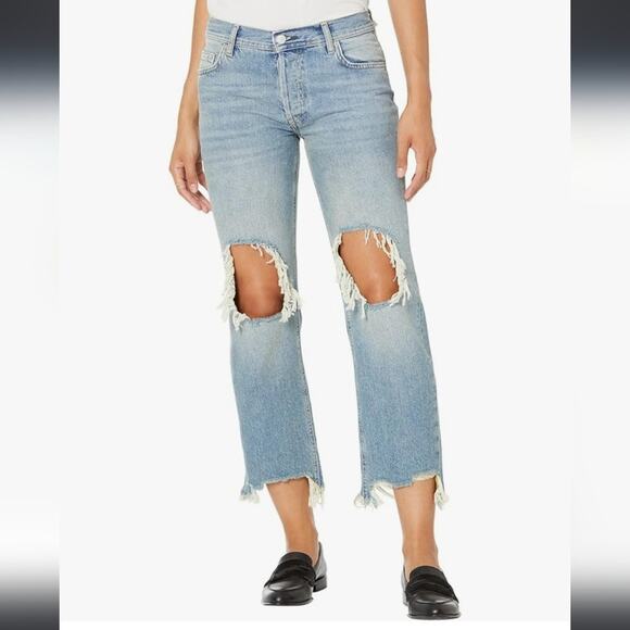 NWT Free People Maggie Mid-Rise Straight Jeans Light Stone Wash Size 30 Casual - Picture 1 of 6